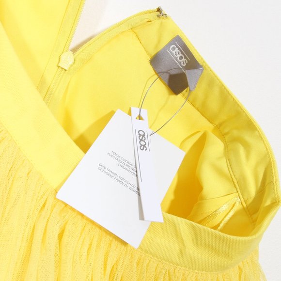 ASOS Yellow Tulle Knee Length Skirt Size 2 - Picture 7 of 10